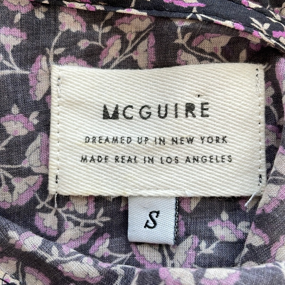 MCGUIRE Gray and Purple Floral Long Sleeve Cotton Peplum Blouse. Size Small. - Picture 10 of 12